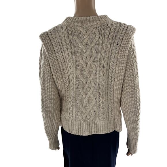 Isabel Marant Étoile Tayle Ecru Cable Knit Wool Pullover Sweater - Picture 8 of 12